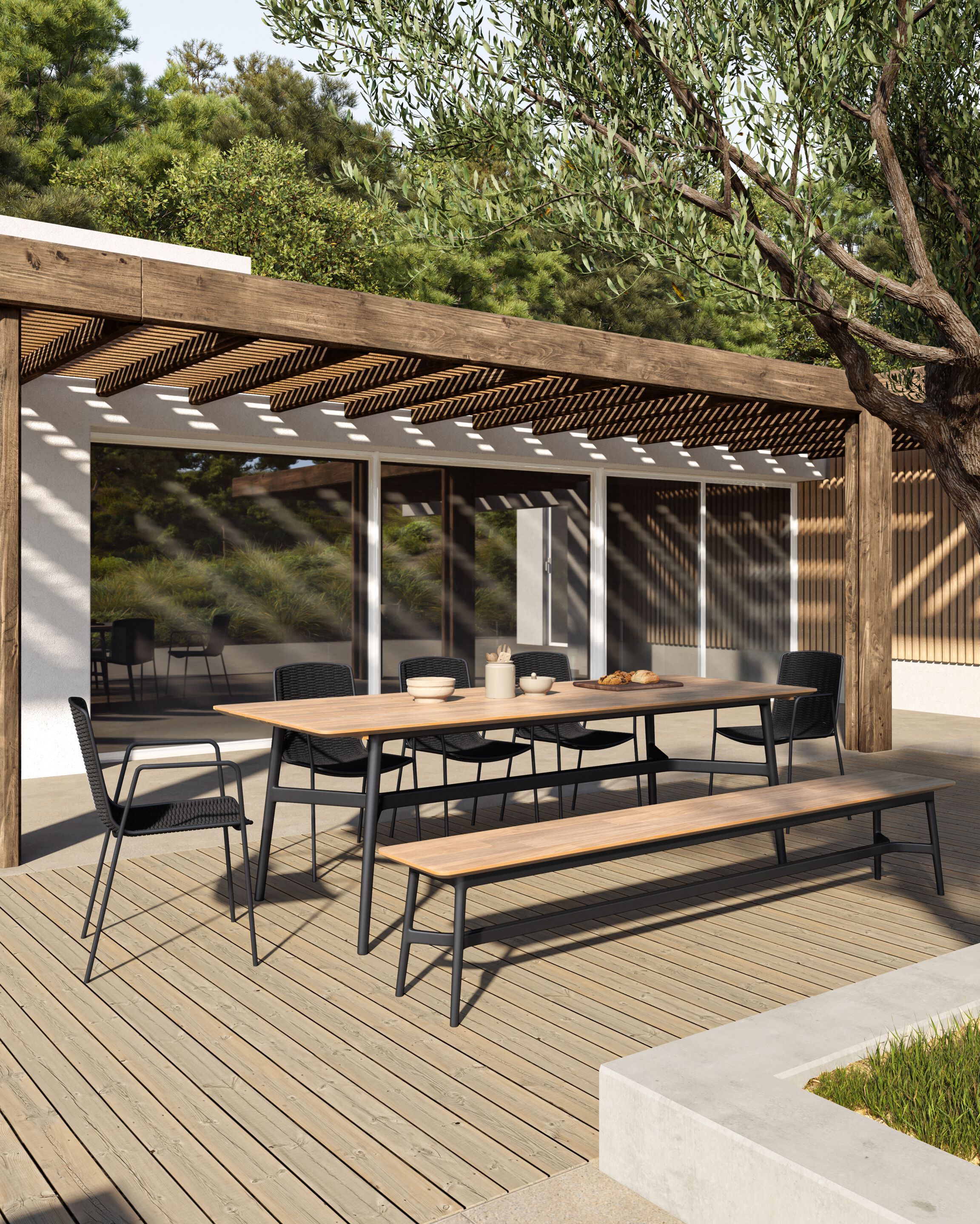 Стол из тикового дерева с металлическим каркасом VINEKO красивая ARCH-00100083 - Вид №3