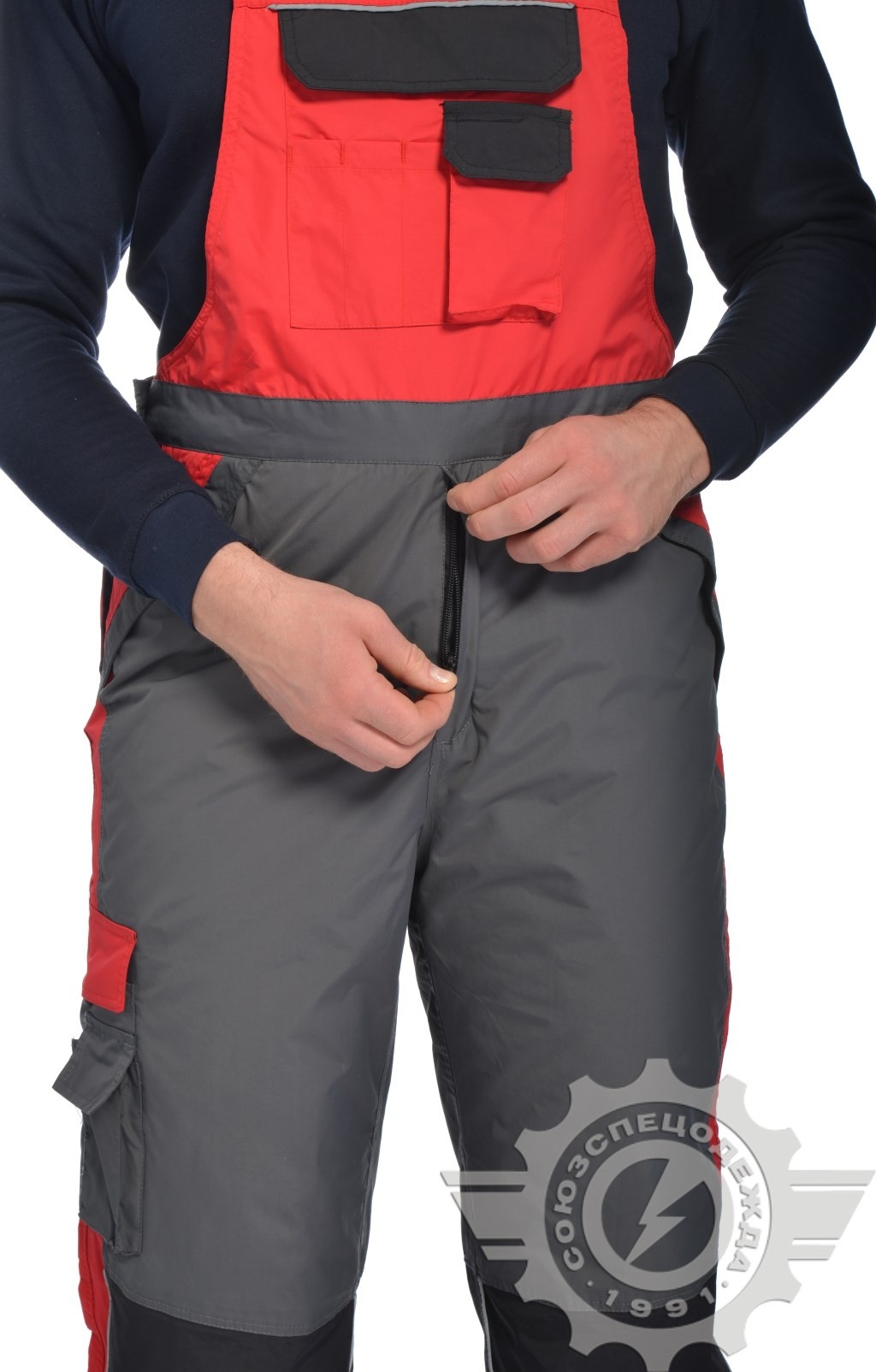 60939 Полукомбинезон "Аргус" зимний красно-белый  Зимняя спецодежда  размер 52-54/182-188  - Вид №5