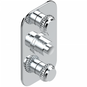 U4C-5400BE Накладка с ручкой регулировки температуры и двумя маховиками для термостатического смесителя 5400AE Thg-paris Diplomate с витыми кольцами Хром
