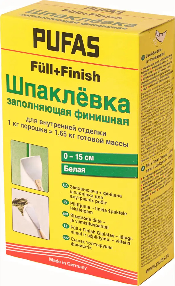 13175598 Шпаклёвка финишная Pufas Full Finish белая 1 кг STLM-0002867