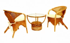 Мебель садовая бежевая на 2 персоны Good Morning ЭКО ДИЗАЙН ПЛЕТЕНАЯ 009668 Бежевый