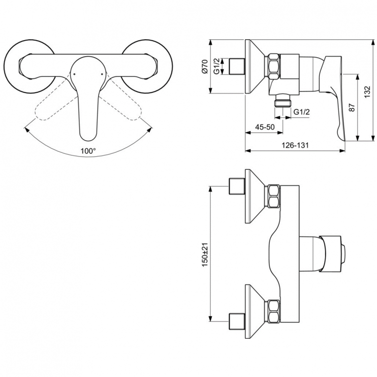 BC325AA Настенный смеситель для душа Ideal Standard DOT 2.0 - Вид №1