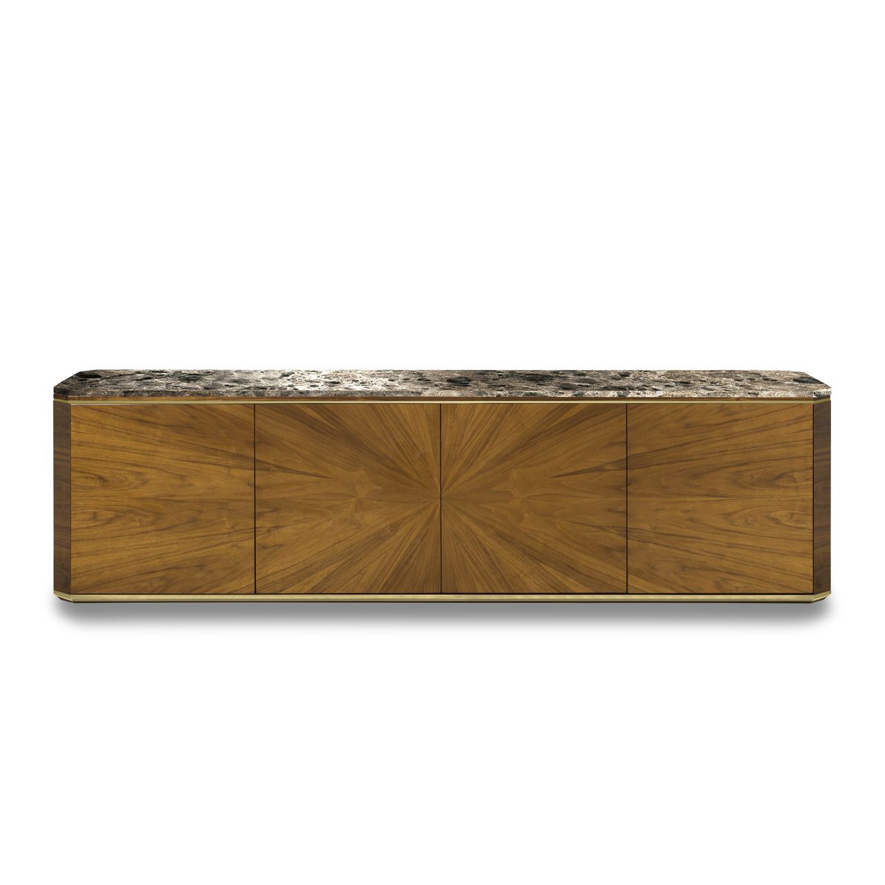 Деревянный шкаф для телевизора с распашными дверцами и мраморной столешницей Hurtado Evolution ARCH-00005069 - Вид №1
