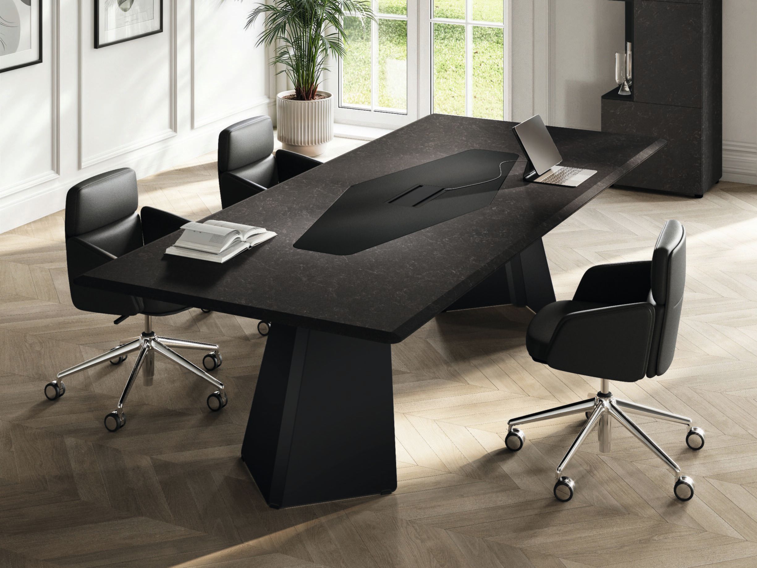 Прямоугольный стол для совещаний с системой люверсов Las Mobili Monolith ARCH-00149849 - Вид №1