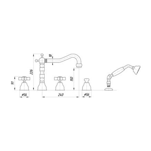 Смеситель MIGLIORE Princeton ML.PRN-880.BR для ванны/душа - бронза  - Вид №1