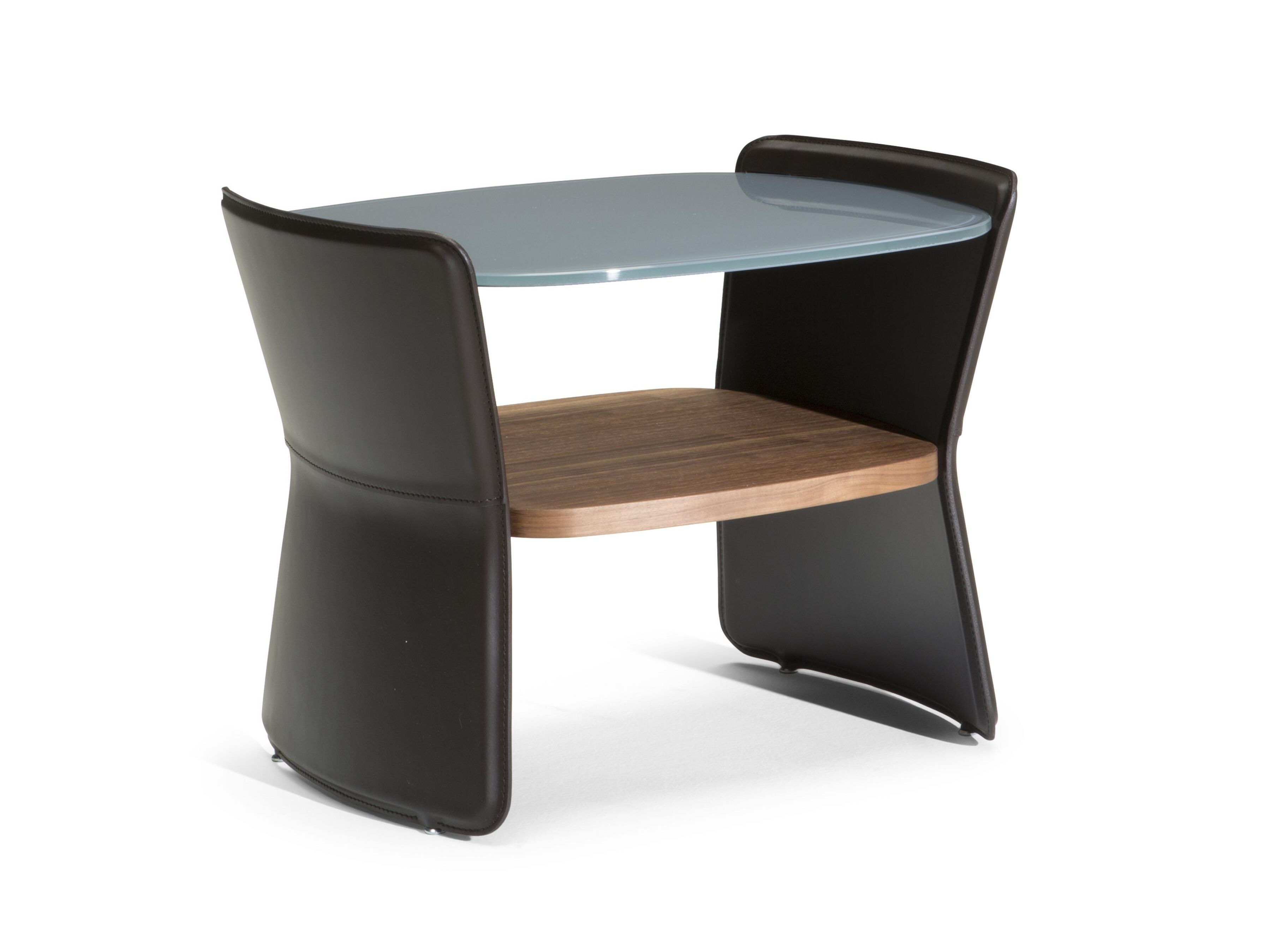 Прикроватная тумбочка из кожи и стекла Natuzzi Italia CALA ARCH-00041407 - Вид №1