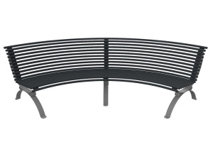 Металлическая изогнутая скамья со спинкой