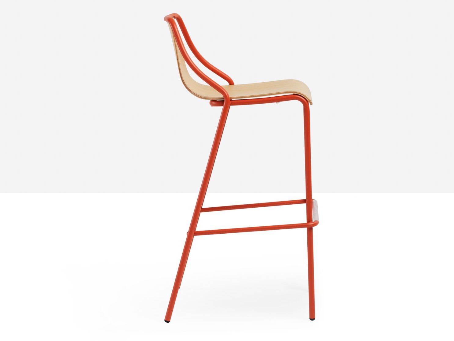 Высокий металлический стул с деревянным сиденьем Midj ARCH-00013147 - Вид №2