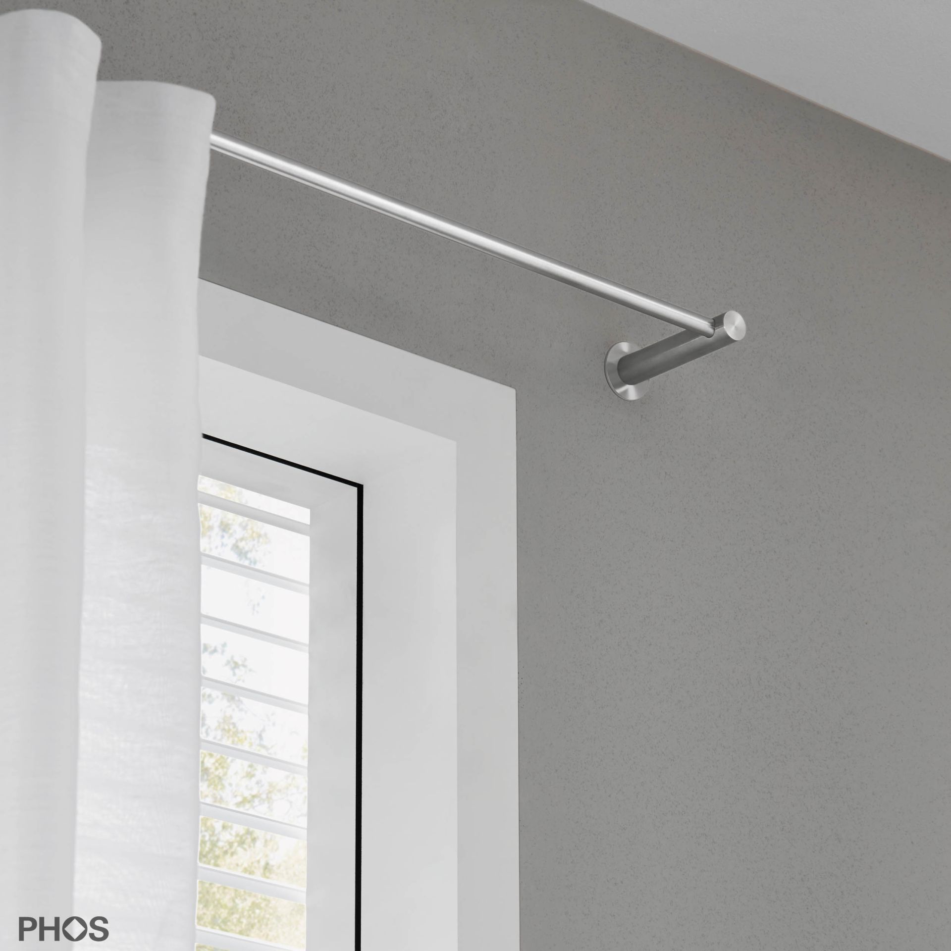 VS20-100E1200 Комплект карнизов: 120 см с 2 концевыми кронштейнами (среднее расстояние до стены) PHOS  - Вид №1