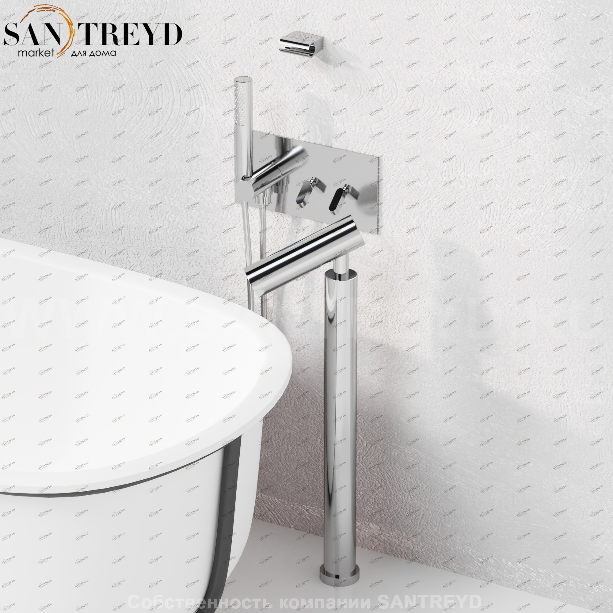 Смеситель ARUB0935NLS SQUARE для ванны хромированный Agape