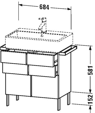 VA658604343 Vero Air Тумбочка напольная Базальт матовый, декор Duravit - Вид №1