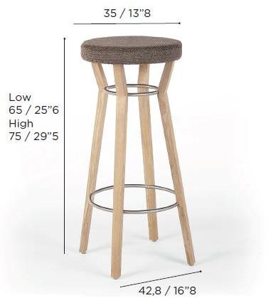 Wildspirit Высокий деревянный табурет со встроенной подушкой sun-id-1473995 - Вид №1