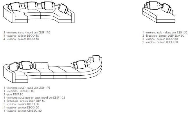 Meridiani Изогнутый диван со съемным чехлом из ткани Harold sun-id-1415477 - Вид №13
