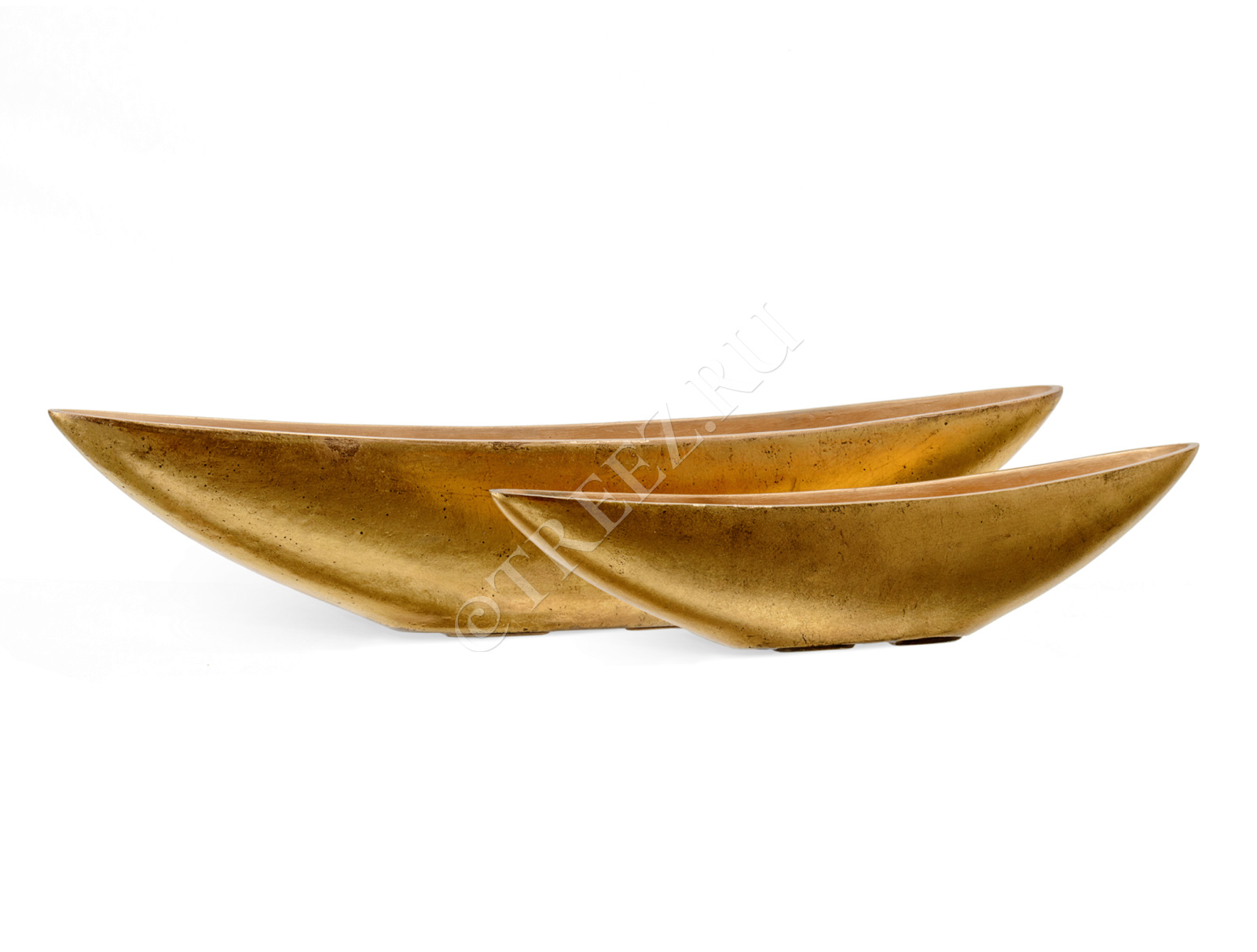 41.3321-04-053-GLD-20/90 Кашпо  Effectory - серия Metal - Ваза-Лодка (2 размера) - Сусальное золото Цветочная коллекция 