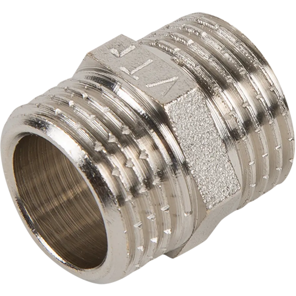 Ниппель Valtec наружная резьба 1/2" никелированная латунь VTr.582.N.0004 10512026 STLM-2017335 