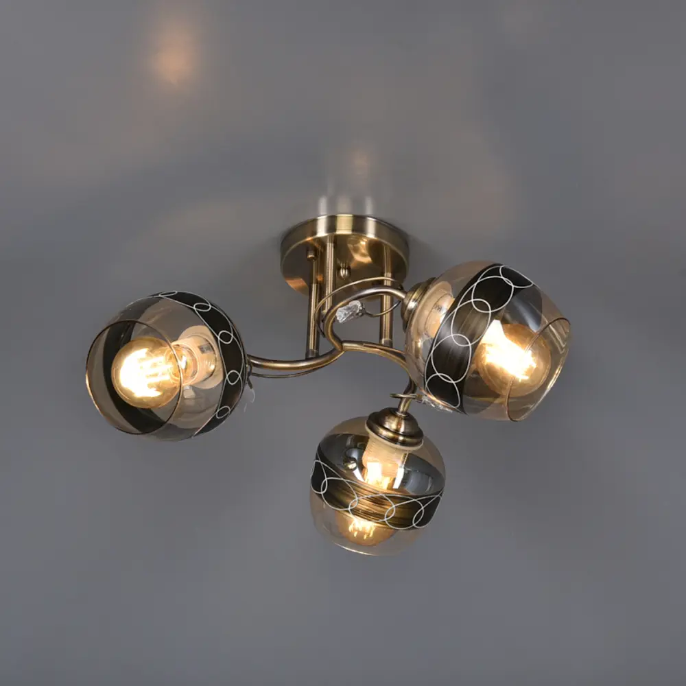 Люстра потолочная Ritter NAPOLI 52416 8 3 лампы Е27 цвет античная латунь STLM-2030014