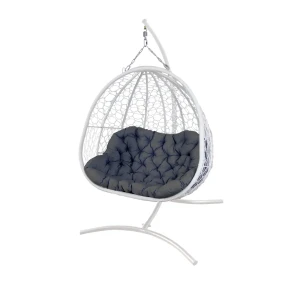 Кресло подвесное GreenGard Севилья 75х130х200 см металл/искусственный ротанг белый/серый