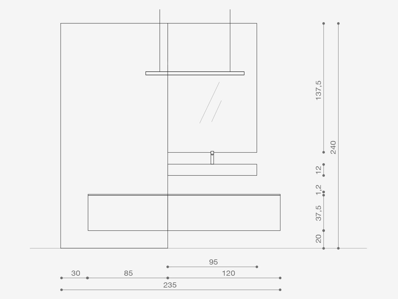 Одноместный туалетный столик с зеркалом ARCOM Rail ARCH-00092294 - Вид №3