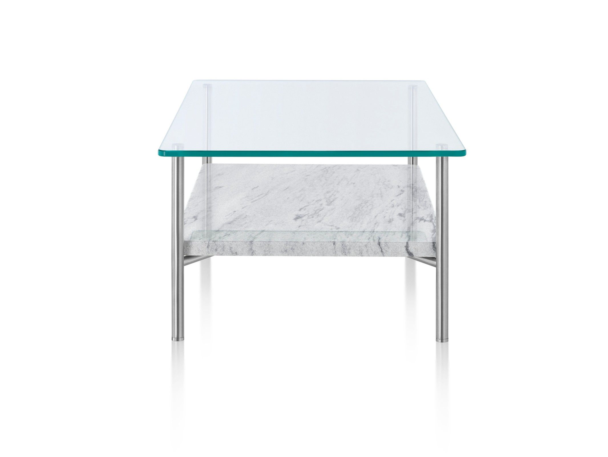 Прямоугольный стеклянный и металлический журнальный столик с полкой Herman Miller Layer ARCH-00004472 - Вид №2