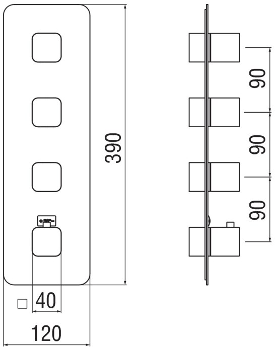 Nobili Rubinetterie Встраиваемый термостатический смеситель для душа, 3 направления Loop e Lp90103cr - Вид №1