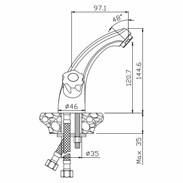 041 LUCH  Смеситель для умывальника  ARGO kran 041luch - Вид №1