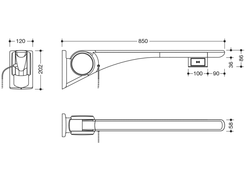 802.50.46360 Базовая складная опорная рейка HEWI Stützen  - Вид №4