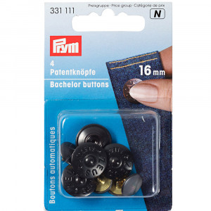 331111 Пуговица джинсовые Холостяк, Zeus 16 мм 4 шт черные PRYM