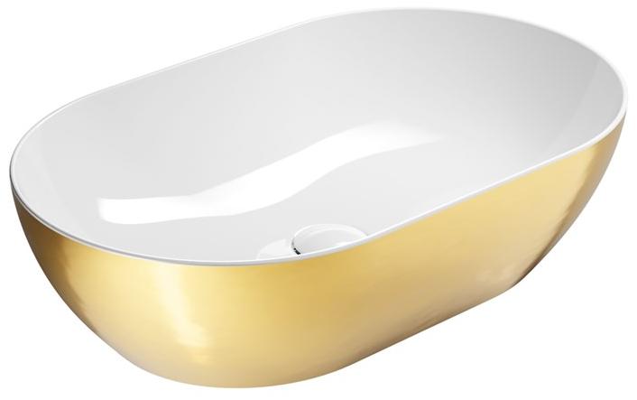 Подвесная раковина настенная овальная GSI ceramica Gold platinum белая sun-id-1403025 - Вид №1