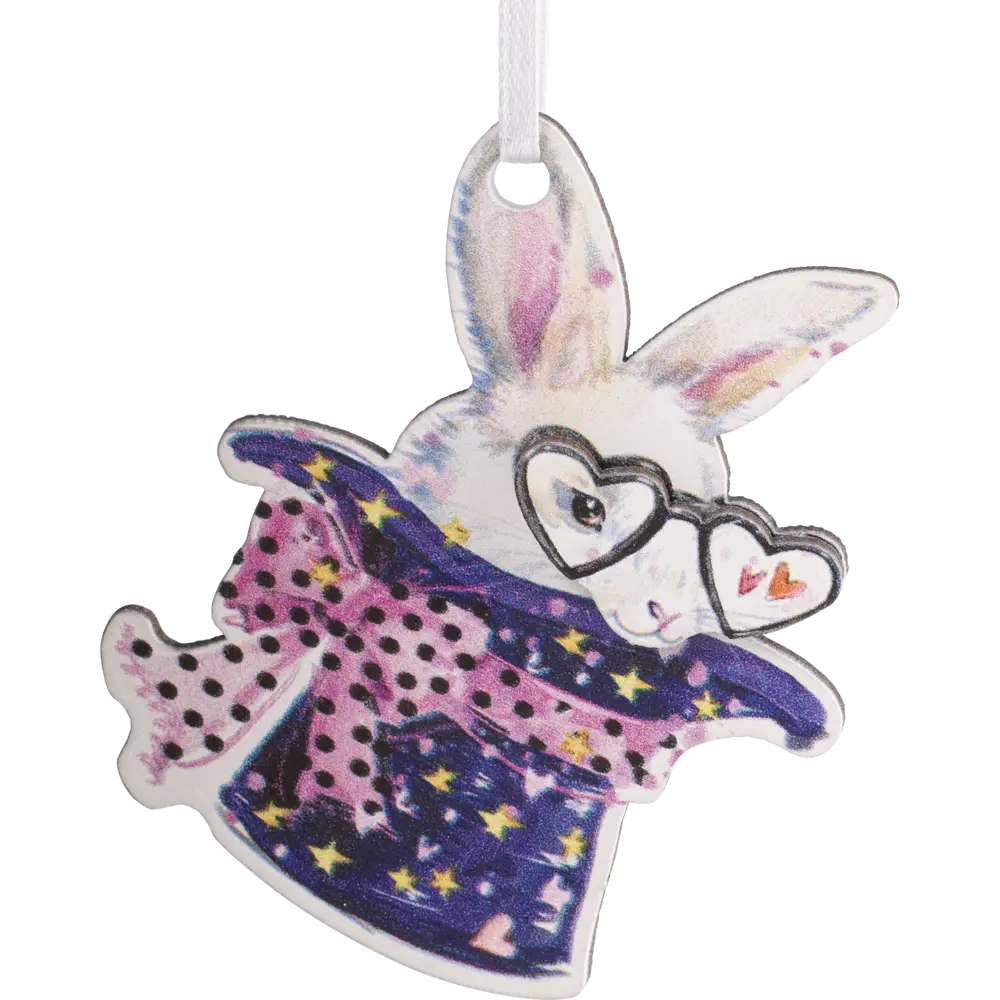 Украшение новогоднее «Зайка в шляпке с очками», 7.8 см, фанера Santreyd STLM-2022083