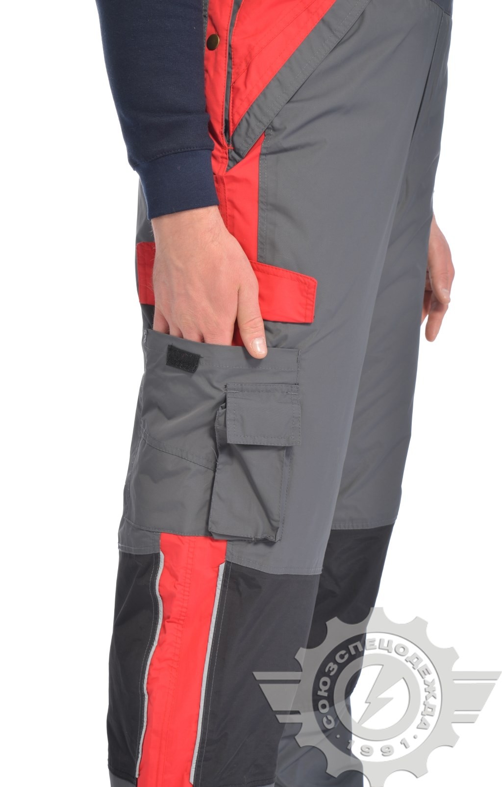 60939 Полукомбинезон "Аргус" зимний красно-белый  Зимняя спецодежда  размер 52-54/182-188  - Вид №6