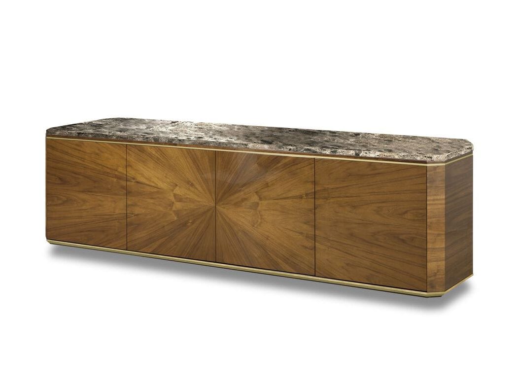 Деревянный шкаф для телевизора с распашными дверцами и мраморной столешницей Hurtado Evolution ARCH-00005069