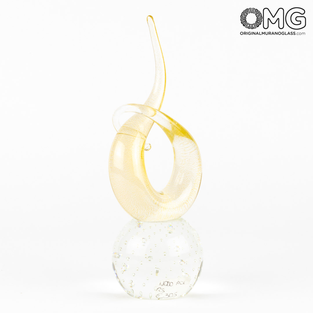 3588 ORIGINALMURANOGLASS Скульптура Золотой Узел любви - муранское стекло OMG 9 см  - Вид №1