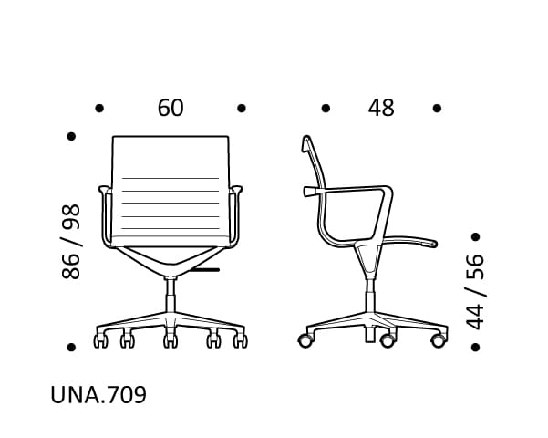 5-спицевое вращающееся офисное кресло с тканевыми колесами ICF una Chair ARCH-00019124