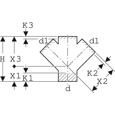 367.209.16.1 Крестовина Geberit PE 45° Geberit  - Вид №2