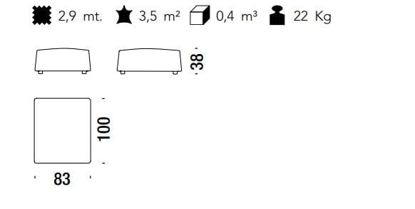 Ткань прямоугольный съемный пуф MOROSO Highlands ARCH-00030748 - Вид №3