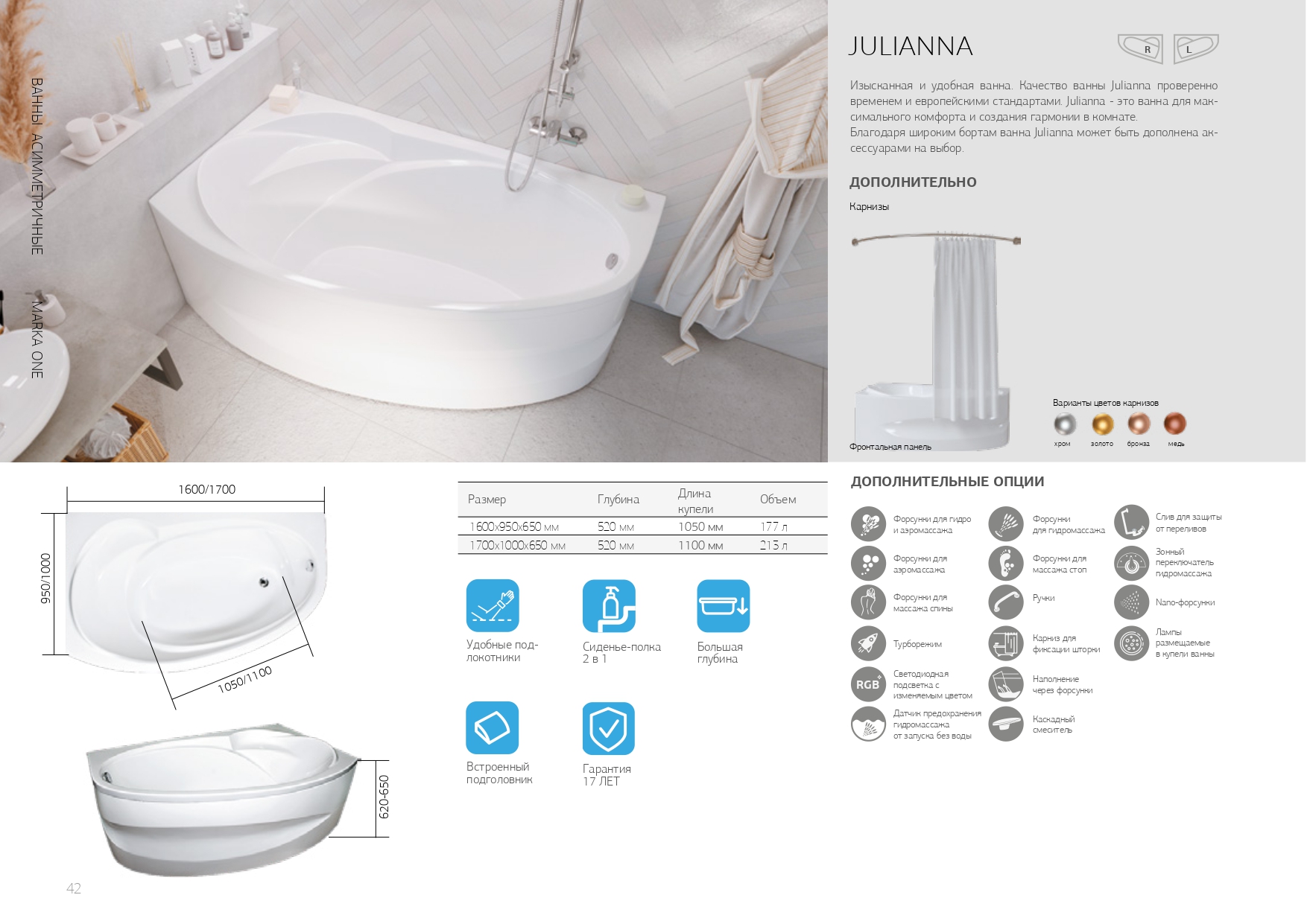 У24038 Ванна Marka One JULIANNA 160x95 1 Marka JULIANNA  - Вид №6