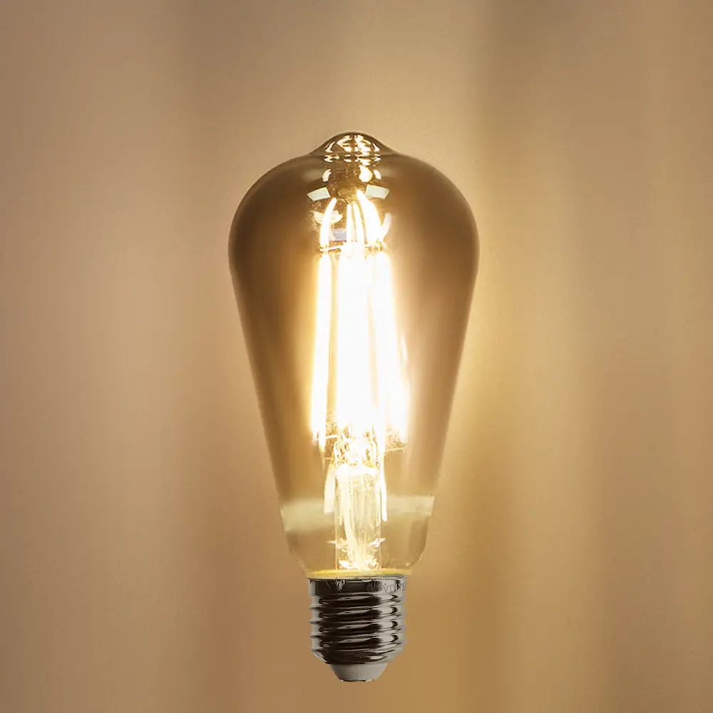 Лампочка декоративная ST64 дымчатая 8 Вт E27 8515 диммируемая теплый белый свет Voltega STLM-2092127 - Вид №1