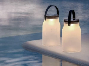 Ethimo Настольная лампа для улицы на солнечной энергии из пескоструйного стекла