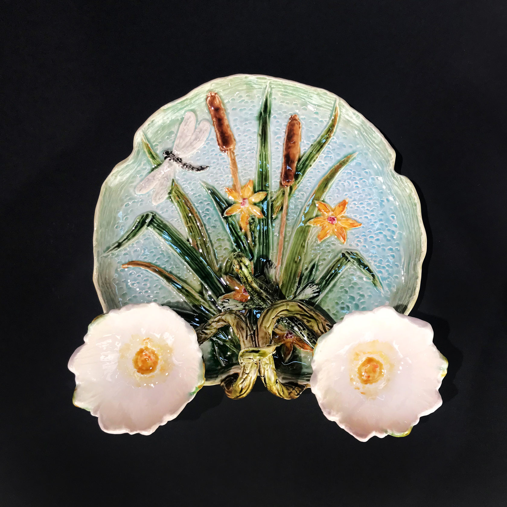 Блюдо для закусок (с двумя кувшинками) Синий/Зеленый PROVANSFAIENCE sun-id-994642 - Вид №14