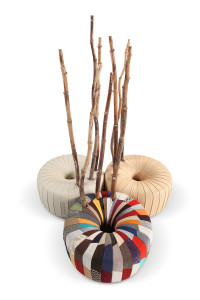 Круглый кожаный пуф