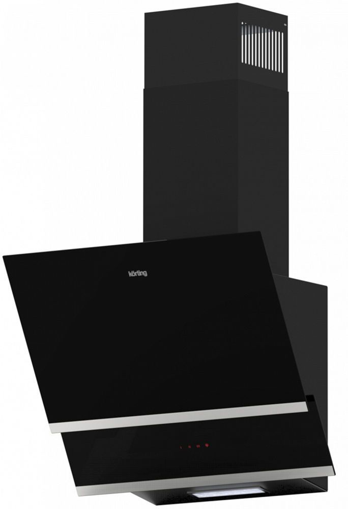 KHC 65070 GN Вытяжки / наклонная, 60см, электронное сенсорное управление touch, 3 режима, 450 м3/ч., таймер, алюминиевый жировой фильтр, лампы освещения led, ур.шума 50 дб, черное стекло Korting Santreyd 