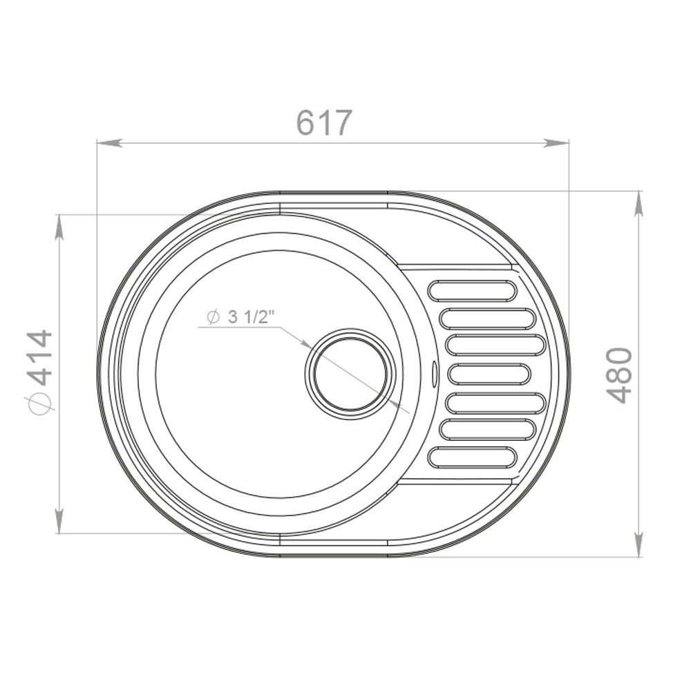 RQ34 бетон Мойка кухонная прямоугольная Raiber  - Вид №1