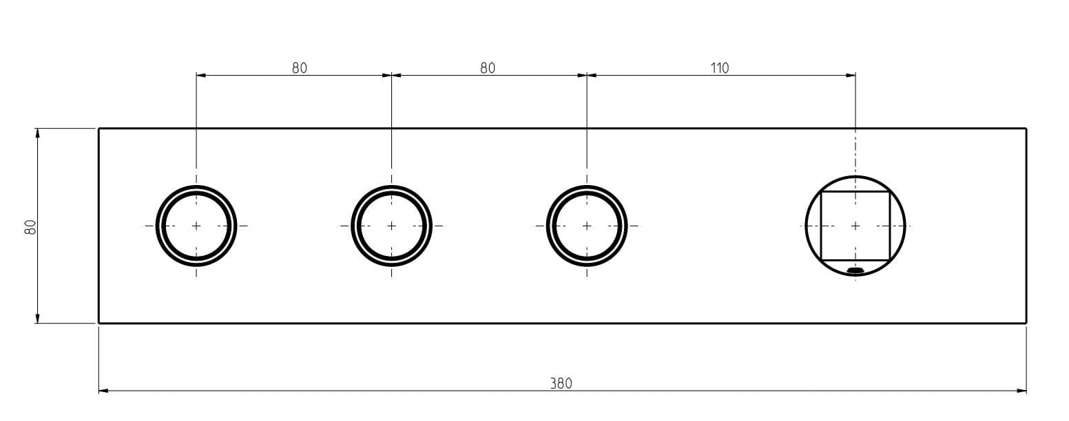 Смеситель для душа из нержавеющей стали с 4 отверстиями Rubinetterie Frattini Aline ARCH-00108471 - Вид №1