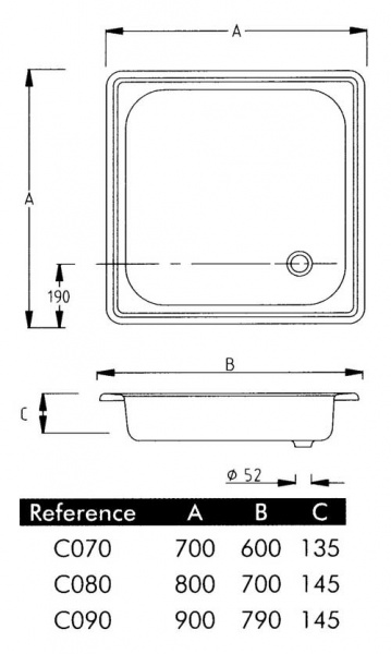 Поддон стальной 70х70 70*70*16 Santreyd 13425 - Вид №1