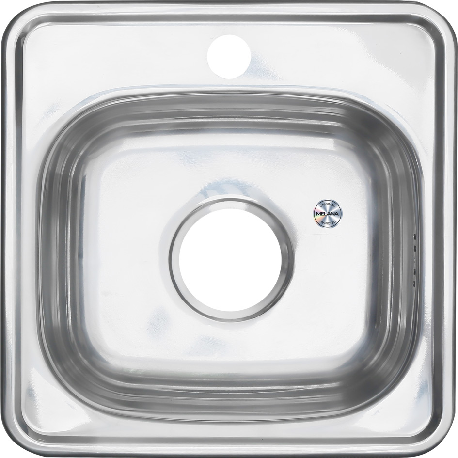 Мойка 3838 MELANA 0,6/160 врезная квадратная с сифоном (022 t *15) 022 t (*15) - Вид №1