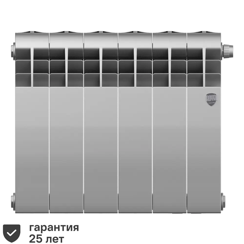 Радиатор секционный Royal Thermo Biliner RTBSSVR35006 350/87 6 секций нижнее правое подключение биметалл серый 82758206 STLM-2020115