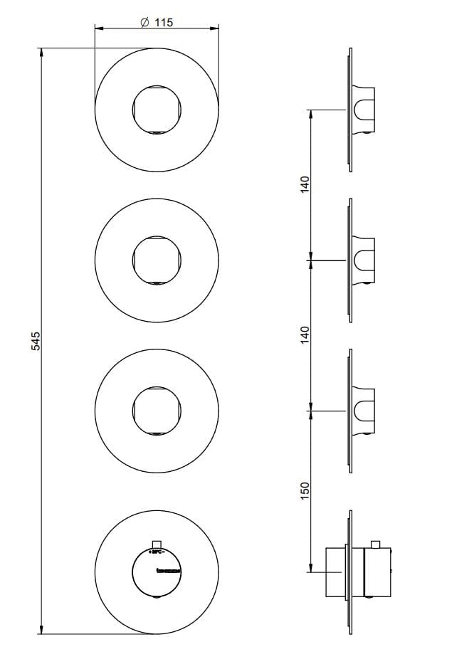 Смеситель для душа с 5 отверстиями и ручным душем Rubinetterie Treemme Appia ARCH-00080032 - Вид №2