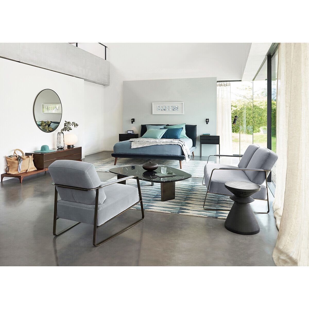 Прикроватная тумбочка из металла и кожи с ящиками AMPM Réalto ARCH-00147588 - Вид №8