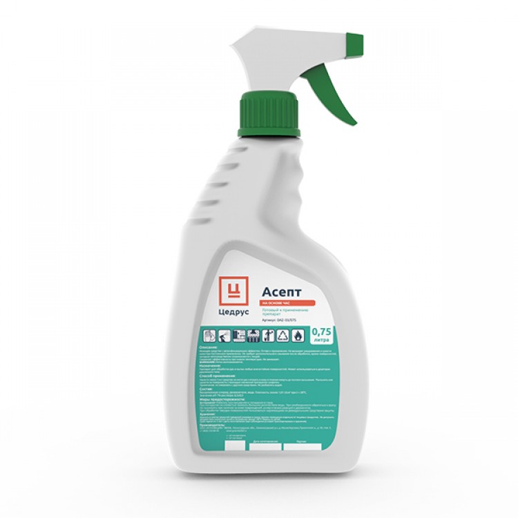 DAZ-03/075 GreenLAB Асепт, 0.75 л. Нейтральное моющее средство с дезинфицирующим эффектом на основе ЧАС 