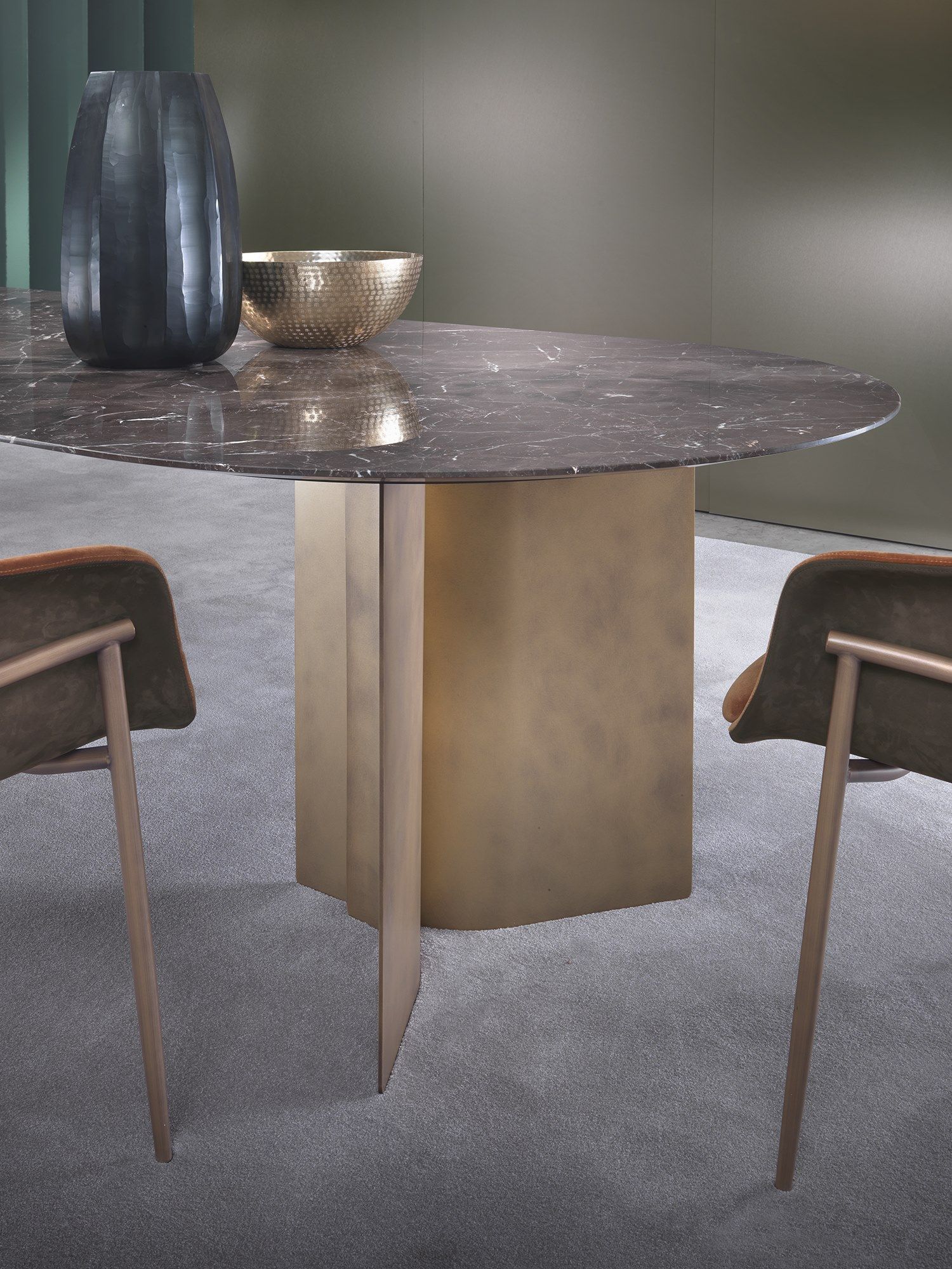 Овальный стол с мраморным верхом и изогнутым металлическим основанием Marelli Wave ARCH-00138111 - Вид №23